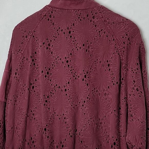 Free People Daisy Jane Embroidered Lace Crochet Bomber Jacket Size Small - Picture 8 of 9